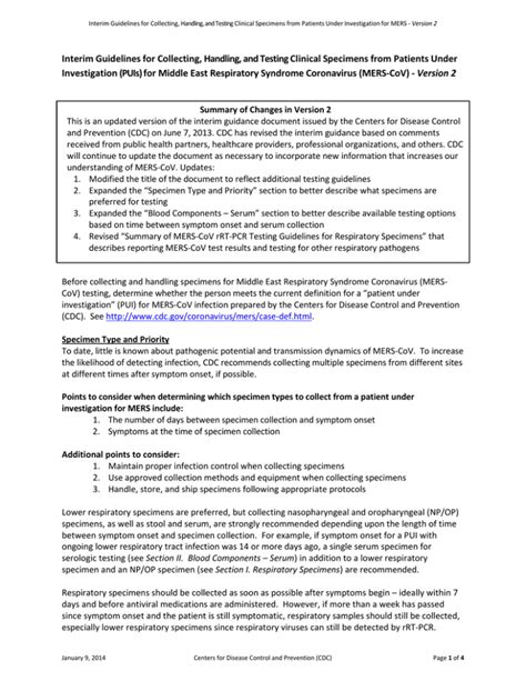 Interim Guidelines for Collecting and Handling of Clinical 